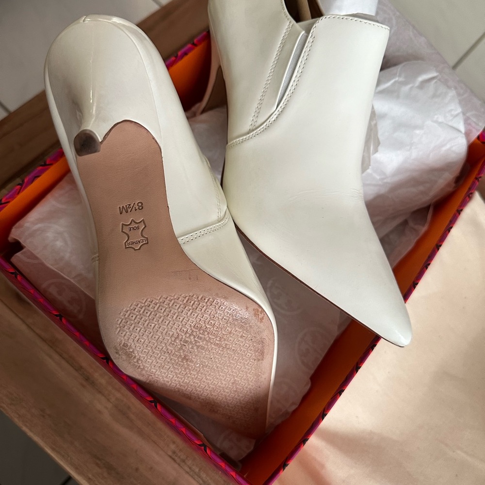 Tori Burch Georgina ankle booty white leather size 8.5